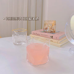 InsCreative Irregular Transparent Glass Cup Nordic Simple Special-shaped Large Capacity Water Cup Household Whiskey Twisting Cup