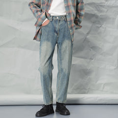 Hearujoy Vintage Make Old Washed Jeans Men Tapered Denim Pants Autumn Pure Cotton Fashion Straight Trouser British Style Casual Pant Male