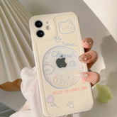 Funny cartoon bear cute letter phone case soft silicone cover for iphone 11 12 pro max mini 7 8 plus x xr xs max conque capa