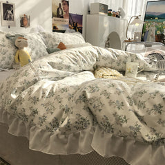 Yickyue - Vintage french floral bedding set teen adult,romantic cotton twin full queen king home textile bed sheet pillow case duvet cover