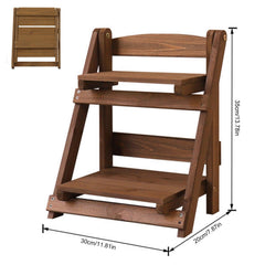 Vintage Wooden Plant Stand 2 Tier Foldable Flower Pot Rack Planter Pot Display Holder Balcony Garden Courtyard Storage Shelves