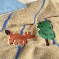 Forest Foxes Ins-style Cute Cartoon Milk Velvet 4-Piece Set, Thickened Rabbit Velvet Coral Fleece Bedding