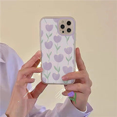 cute tulip flowers phone case for iphone 11 13 pro max 12 mini camera protect silicone cover for iphone 7 plus 8 xr xs x se