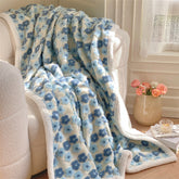 YICKYUE - Autumn and Winter Warm Lamb Fleece Blanket Ins Stereoscopic Sakura Jacquard Wool Blanket Modern Simple Casual Sofa Blanket