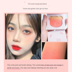 Blush Makeup bear Palette 3Color Mineral Powder Peach Red Rouge Lasting Natural Hawthorn Cheek Tint Waterproof Blusher Cosmetic