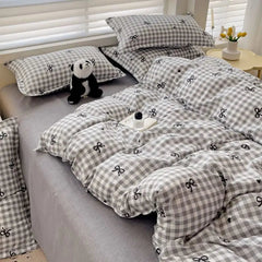 YICKYUE - Japanese Style Bedding Set Flat Sheet Pillowcases Duvet Cover No Filler Single Full Size 2025 Spring Summer Hotel Bed Linens