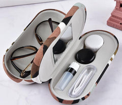 Double Interlayer with Mirror Camouflage Stripe Metal Contact Lens Case for Kit Box Dual Purpose Reading Glasses Case