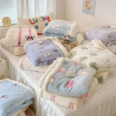 YICKYUE - Cartoon Lamb Fleece Office Nap Soft Shawl Blanket Warm Household Air Conditioning Sofa Cover Blanket All Seasons Universal