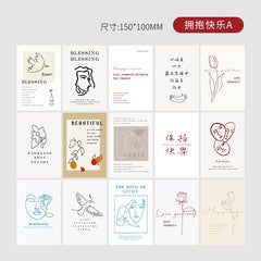 W&G Ins Wall Cards 15pcs Text Nordic Decoration Card Wall Bedroom Postcard Photo Frame Painting Wall Sticker Home Decoration