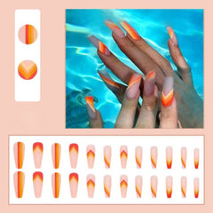 Detachable Butterfly Rhinestone Ballerina False Nails Wearable Long Coffin Fake Nails Full Cover Nail Tips With Glue 24pcs/Box
