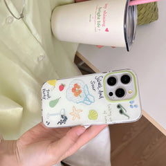 YICKYUE - Ins Cartoon Summer Fruit Bag Starfish Shell Bead Bracelet Phone Case for iPhone 16 15 14 13 Pro Max Back Cover Fund