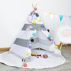 Children's Tent Teepee Tent For Kids Portable Tipi Infantil House For Children Cabana Kids Tents Decoration Carpet LED Lights