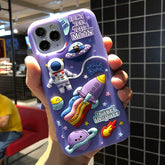 For iPhone 12 Mini 11 Pro Max X Xs XR 3D Cute Cartoon Space Astronaut Phone Case For iPhone 7 8 Plus SE Soft Silicone Cover
