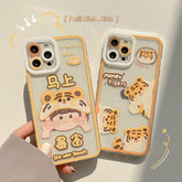 2022 Tiger rich money cartoon couple cute silicone phone case shockproof capa for iphone x xr xsmax 13 mini 12 promax 11 7 8plus