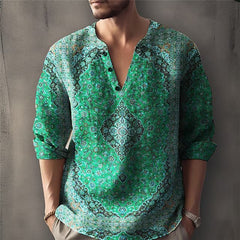 Hearujoy Retro 3D printed Shirt pullover For Men Spring Autumn Long sleeved O-neck Tops Fashion Vintage Casual shirts Clothing Plus Size