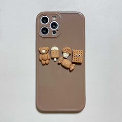Couple cool biscuit bear soft silicone phone case for iphone 12 mini 11 pro max 7 8 plus se 2020 13 x xr xsmax cute cartoon capa