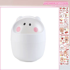 W&G Kawaii Desktop Trash Can with Cover Pudding Dog Table Organizer Cute Creative Table Bin Cartoon Mini Sundries Storage Bin