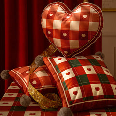 YICKYUE - Christmas Decoration Pillowcase Heart-Shaped Red Pillow Cover Decorative Pillows for Sofa Cushion Bedroom Square Pillowcase