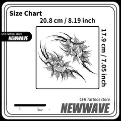 YICKYUE - Fake Tattoo American Dark Bramble Rose Waist Herbal Juice Tattoo Sticker Sexy Body Waterproof Temporary Tattoos Air Party Gifts