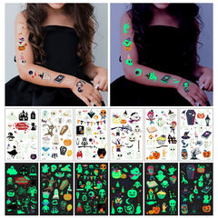 Child Cartoon Luminous Tattoo Sticker Halloween Party Glow Sticker On The Face Arm Leg Children Body Art Sticker