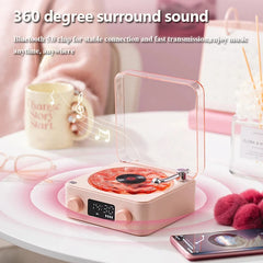 YICKYUE - Waves Vinyl Player Bluetooth Speaker with White Noise Retro Turntable Speaker Sleep Aid Vitrola Shaped Speaker with RGB Light