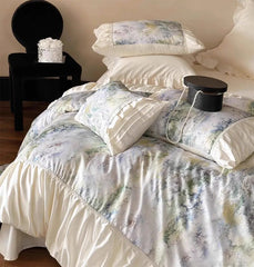 Yickyue - Elegant vintage pastoral scenery beding set,full queen king green blue pink retro home textile bed sheet pillow case quilt cover