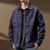 Hearujoy Oversize Retro Denim Jacket For Men Spring Autumn Fashion Loose Jeans Top American Vintage Large Pocket Workwear Coat Streetwear