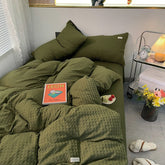 Korean Fashion Queen Bedding Set, Light-Weight Microfiber Reversible Comforter Bedding Set - Full/Queen, Checker Four Piece Set