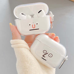 Funny face soft silicone cute cover clear earphone case for air pod 1/2 Bluetooth wireless charging box for apple airpod pro 3