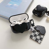 Cool black pearl pendant smiley soft silicone earphone case for apple airpod pro 1 2 3 charging box wireless bluetooth cover