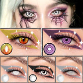 YICKYUE 2pcs Colored Contact Lenses Cosplay Crazy White Contact Lenses Black Anime Eye Lenses Halloween Beauty Makeup Lenses