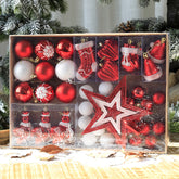 YICKYUE - Christmas Tree Pendant Sets Color Ball Santa Claus Five-pointed Star Pendants Home Christmas Decorations Set Shopping Mall Decor