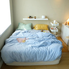 Yickyue Milk Fleece Bedding Set Candy Color Home Linens Korean Style Bedclothes Warm Flat Sheet Pillowcase Solid Flannel Velvet Thicken