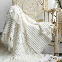 White Blanket for Bed Soft Blanket With Tassel Chenille Travel Shawl Blanket Sofa Chair Throw Blanket Chic Decor 27x200cm Manta