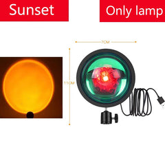 Sunset Projection Lamp Rainbow Atmosphere Led Night Light Sunset Light For Home Bedroom Background Wall Tiktok USB Table Lamp