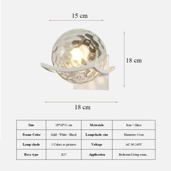 YICKYUE - Post Modern Moon Wall Lamp Glass Shade White Black Gold Bedroom Decoration for Home Interior Sconce Led Night Lights Fixtures