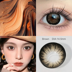 YICKYUE OMG & Supersize Color Contact Lenses 14.0/14.5mm 6 Months Brown Lenses Gray Pupils Black Lenses
