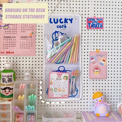 W&G Japanese Cute Little Bear Wall Hanging Storage Bag Ins Dormitory Wall Hanging Storage Bag Decoration Kawaii Hanging Pocket