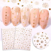 1Pcs 3D Nail Sticker Christmas iridescent Snowflake For Gold Silver Nail Art Stickers DIY Nail Art Decoration Decals