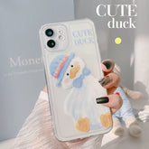 Ins cute duck soft silicone phone case for iphone 11 12 mini pro max 7 8 plus x xr xsmax se cartoon cover protective capa