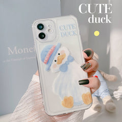 Ins cute duck soft silicone phone case for iphone 11 12 mini pro max 7 8 plus x xr xsmax se cartoon cover protective capa