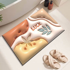 Yickyue 3D Pattern Diatom Ooze Bathroom Rug Super Water Absorbent Eco-Friendly Bath Door Carpet Anti-slip Quick Dry Washroom Floor Mat