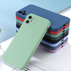 Official Square Silicone Shockproof Soft Phone Case For iPhone 11 12 13 Pro Max Mini X XS XR 7 8 Plus SE 2 Candy Back Cover
