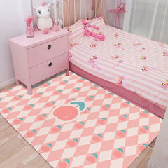 Yickyue Girl Bedroom Pink Carpet Living Room Cute Flower Print Rugs Bathroom Kitchen Porch Non-slip Anti-fouling Mat Study Balcony Rug