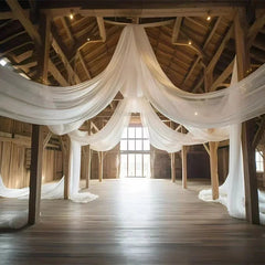 YICKYUE - White 10M Wedding Ceiling Drapes Decortions Shiny Chiffon Curtain Draping Drapery for Mariage Outdoor Ceremony Swag Party Decor