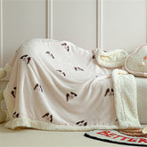 YICKYUE - Printed Autumn Winter Warm Blankets for Throw Soft Coral Fleece Warmth Thicken Bedspread Imitation Lambswool Sofa Cover Blanket