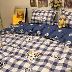 Soft Bedding Set for Boys Girls with Bed Linen Duvet Cover 150x200 Pillowcase Single Double Size Cartoon Printed Home Textile