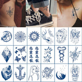 Herbal Plant Waterproof Tattoo Stickers Chinese Character Sun Moon Juice Tattoo Semi-Permanent Tattoo Men Women Body Art Sticker