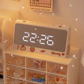 W&G Ins Digital Clock Table Clock Snooze Alarm Cute Silent Mirror Clock Student Desktop LED Clock Electronic Clock for Children