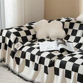 Sofa Blanket Checkerboard Grid Sofa Towel Full Cover Sofa Blanket Bed Bed Blanket Alice Fabric Knitted Throw Plaid Sofa